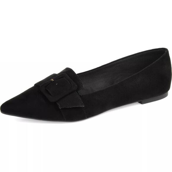 Journee Collection Women Audrey Slip On Loafers Size US 9M Black Faux Suede - Picture 1 of 4